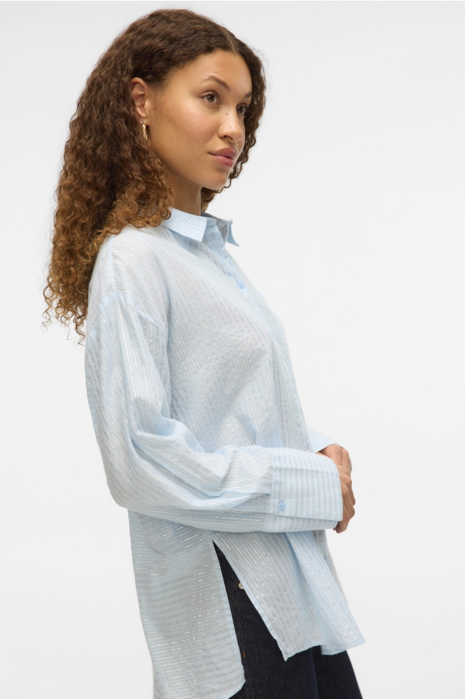 VMPAULINE LS SHIRT WVN GA 10324604 AIRY BLUE/SNOW WHITE
